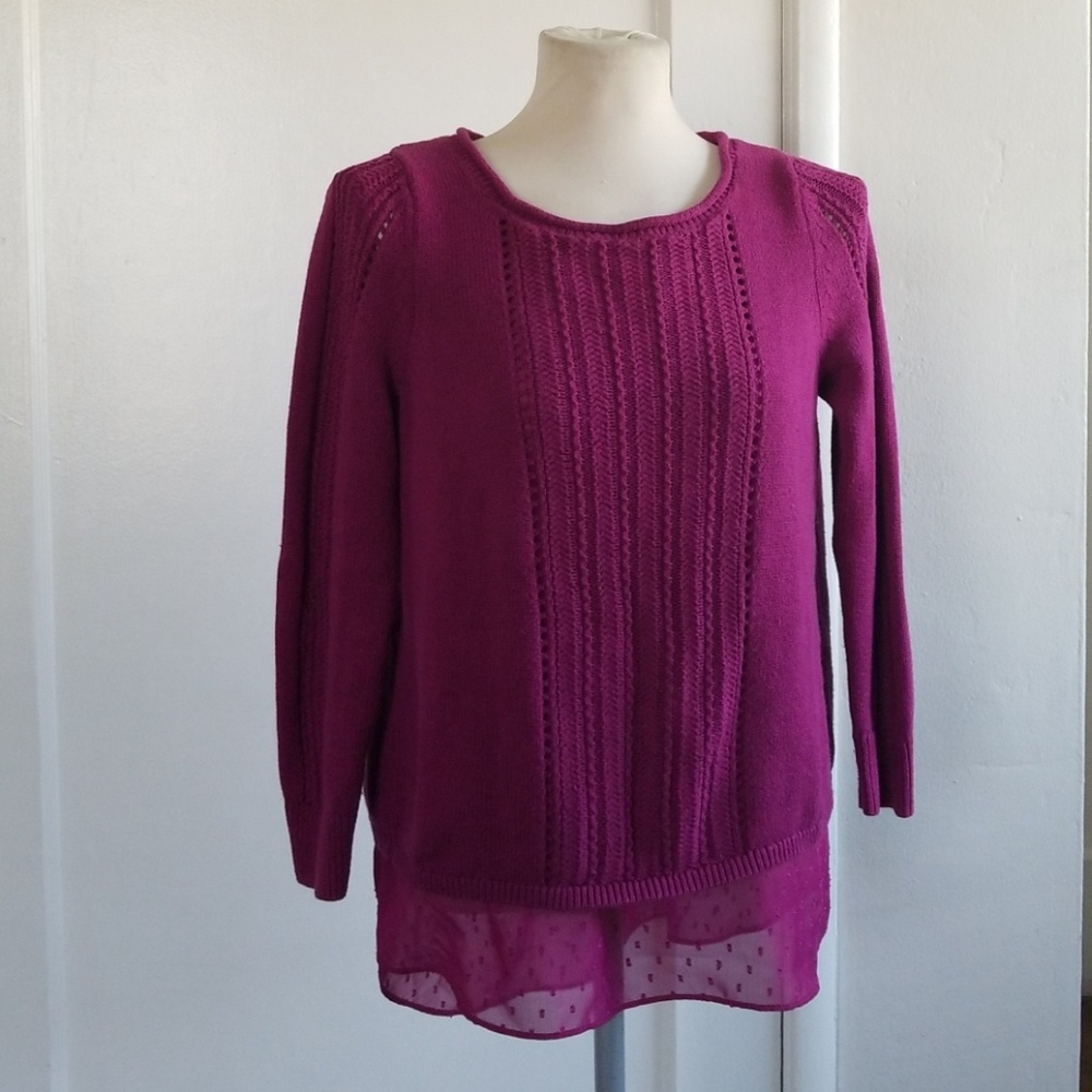 LUCKY BRAND sweater w sheer underlay SMALL